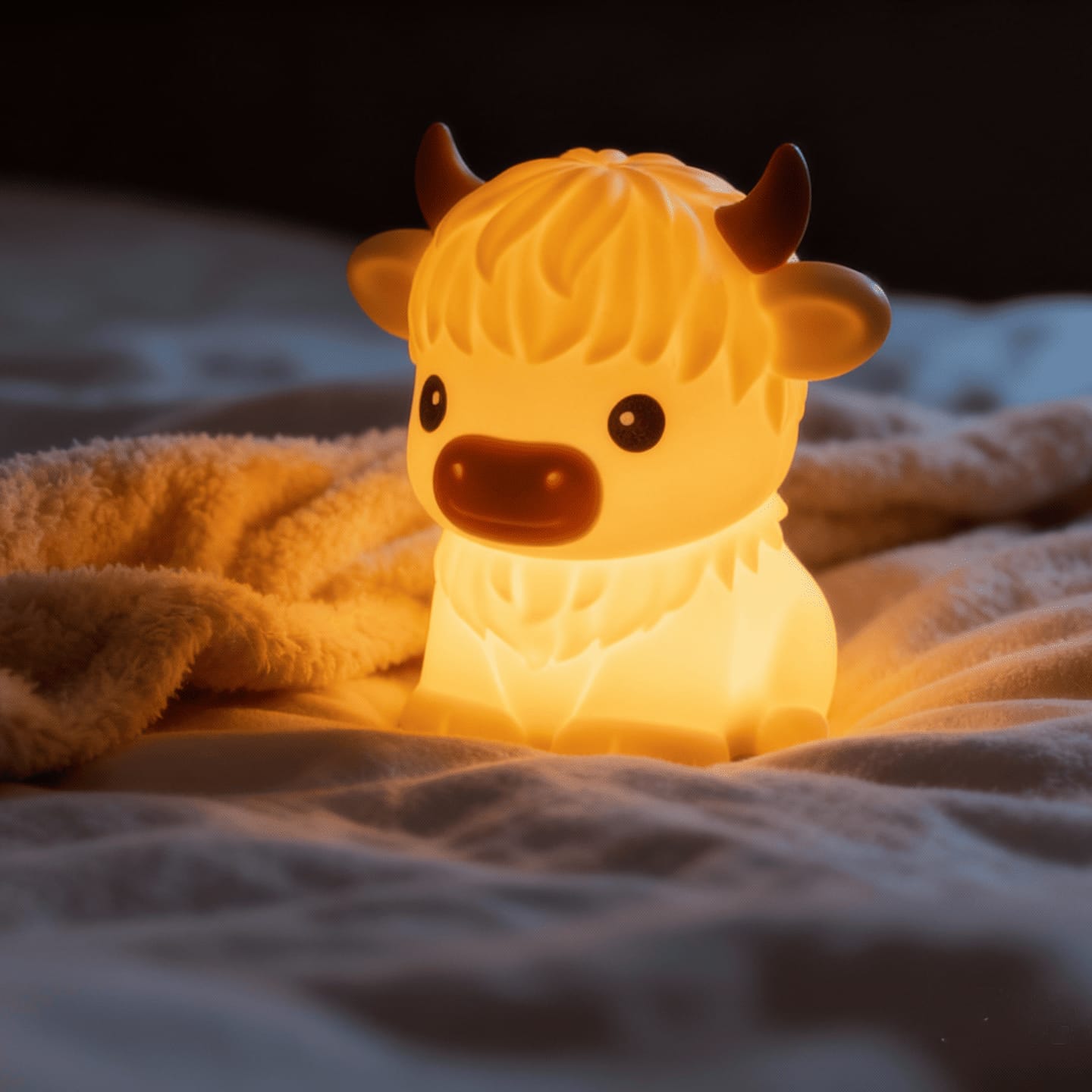 Customer photo review of MeWaii® Highland Cow Silicone Squishy LED Night Light - Perfect Gift for Kids and Girls