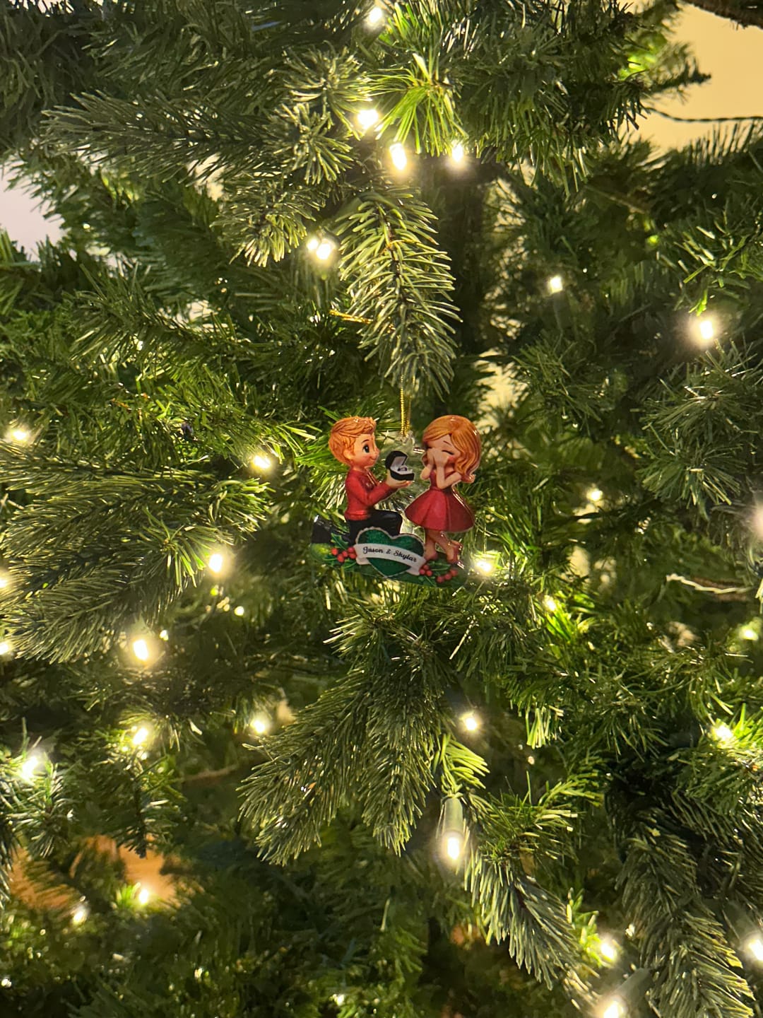 Customer photo review of Marriage Proposal "She Said Yes!" - Personalized Acrylic Ornament, Just Engaged Gifts for Couples