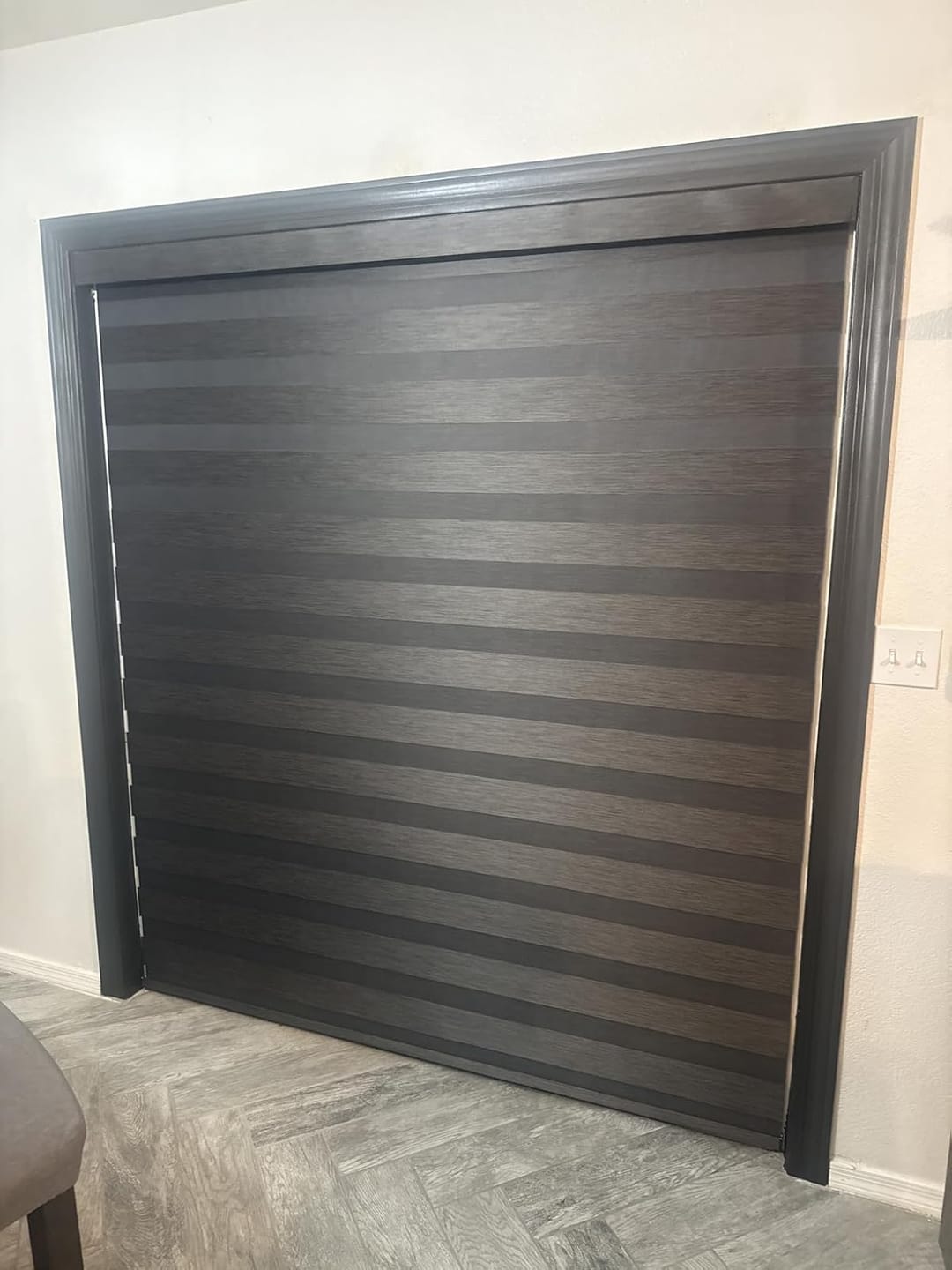 Customer photo review of Bringnox Motorized Zebra Roller Blinds 100% Blackout