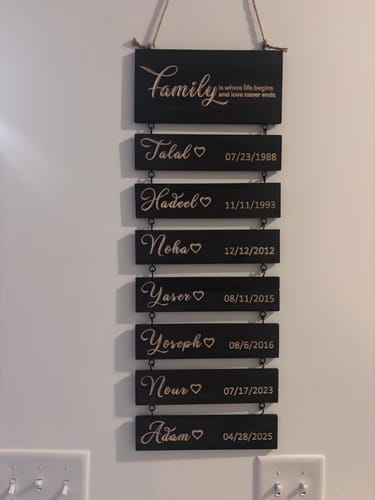 Customer photo review of 🆕 Upgraded Personalized Grandkids Hanging Sign | 2025 Version Engraved Design