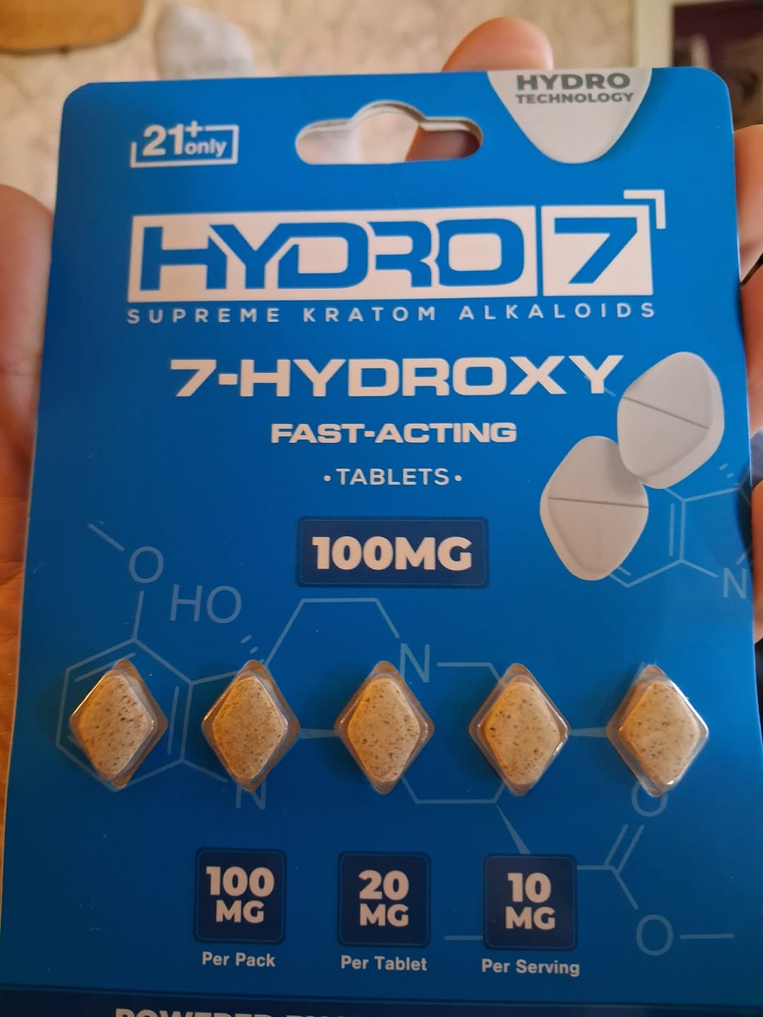 Customer photo review of 7-Hydroxy Tablets - 20MG (5 Count) 100MG