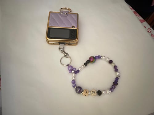 Customer photo review of Portachiavi Corto di perle fatto a mano 💜 Viola