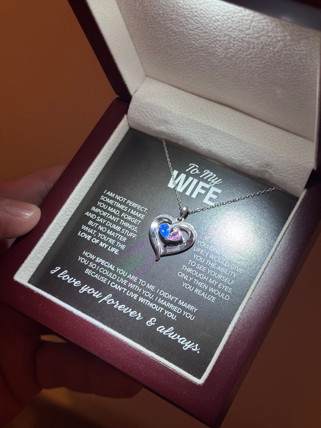 Customer photo review of Always Yours – Birthstone Heart Necklace
