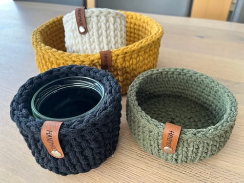 Customer photo review of Label-Set "HANDMADE" - RotBraun - CS0018 - für Häkelkörbe etc.