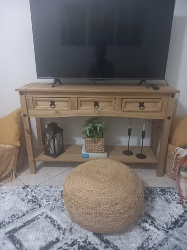 Customer photo review of Τραπέζι Κονσόλα Εισόδου Βοηθητικό Τραπέζι Μασίφ Ξύλο Πεύκο 114x34,5x73 εκ.  14005666