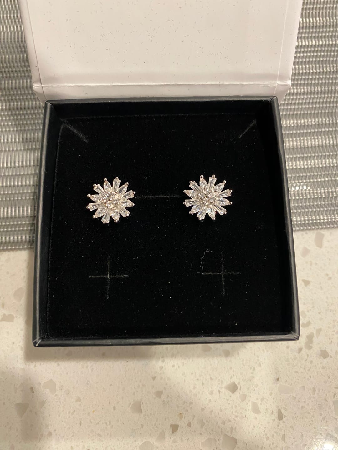 Customer photo review of Astara 18k White Gold Plated Stud Earrings with Simulated Diamond Crystals