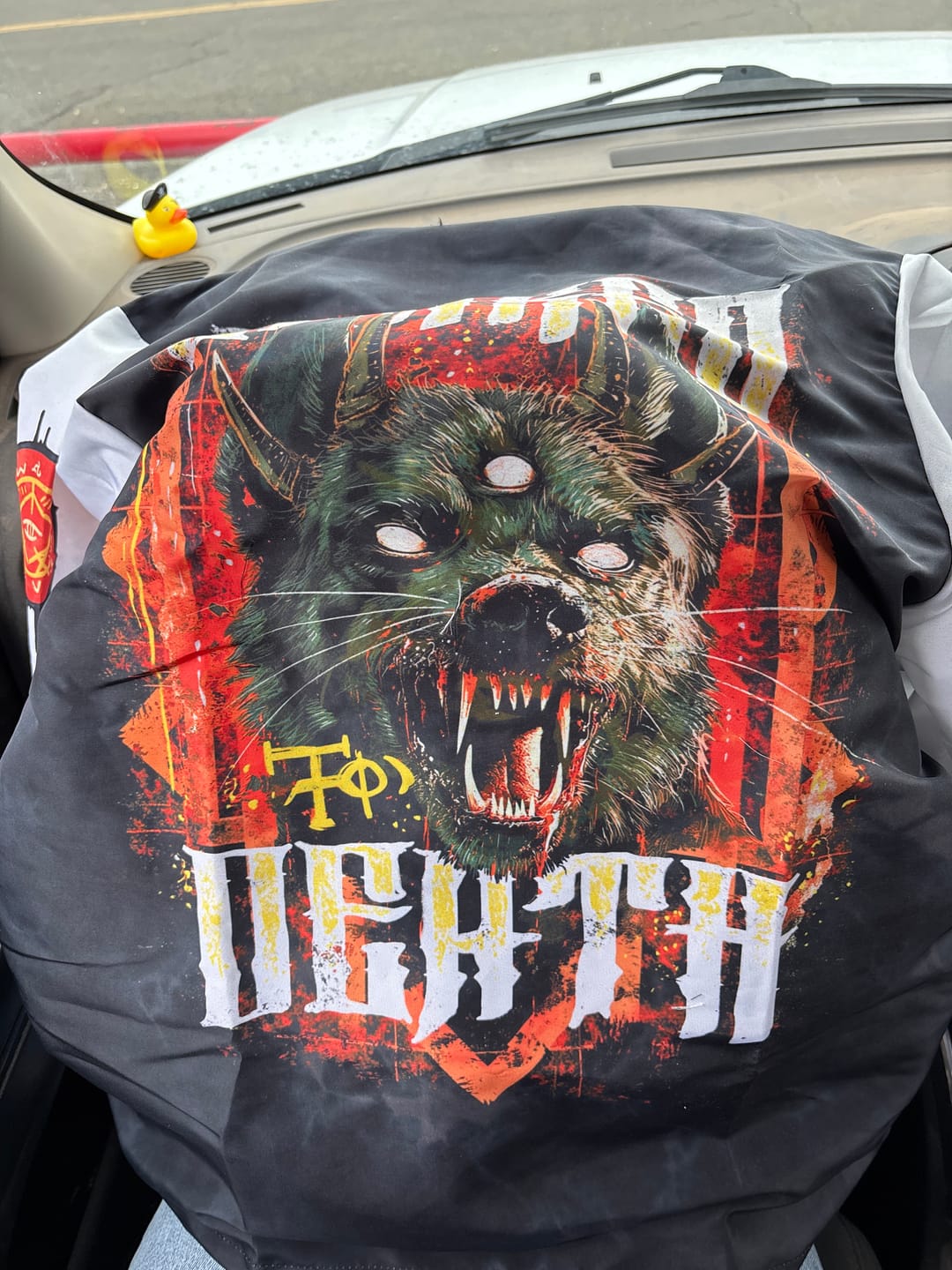 Customer photo review of Demon Dog Windbreaker Jacket