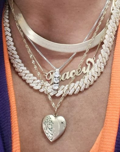 Customer photo review of Diamond Prongs 14k Chain 8mm