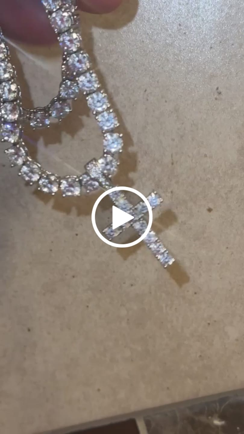 Customer video review of Diamond Cross Pendant - White Gold
