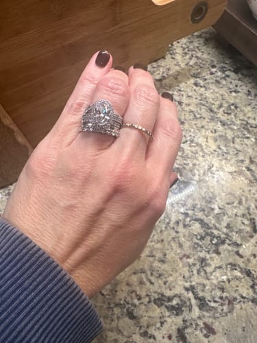 Customer photo review of Louily Exclusive Halo Oval Cut 3PC Wedding Set