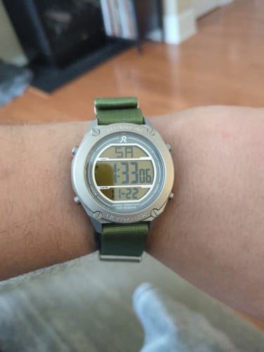 Customer photo review of Olive Green Nylon Watch Strap