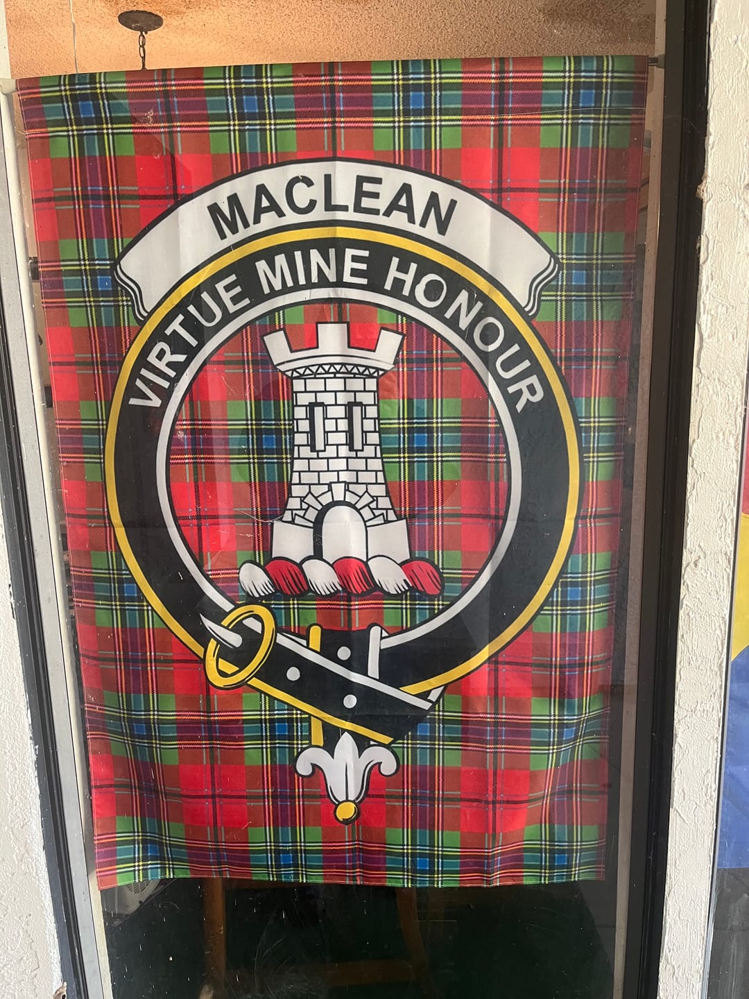 Customer photo review of Scottish MacLean Clan Crest Tartan Garden Flag