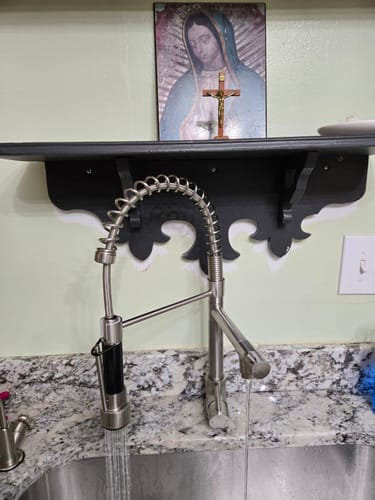 Customer photo review of Spiro Single-Hole Dual Handle Kitchen Faucet with Pull-Down Spring Spout