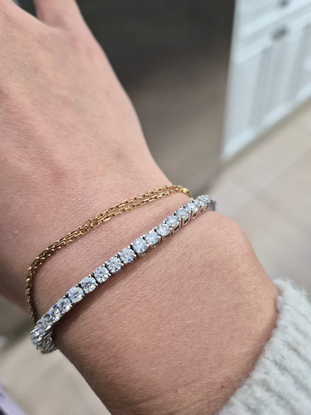 Customer photo review of Clara VVS1 Moissanite Round Cut Tennis Bracelet