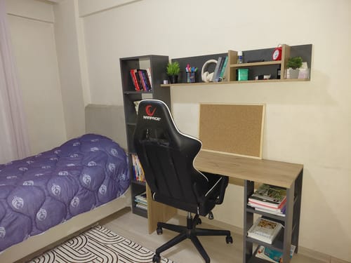 Customer photo review of Rani HA125 Kitaplıklı Raflı Çalışma Ofis Bilgisayar Masası Antrasit - Sepet Ceviz