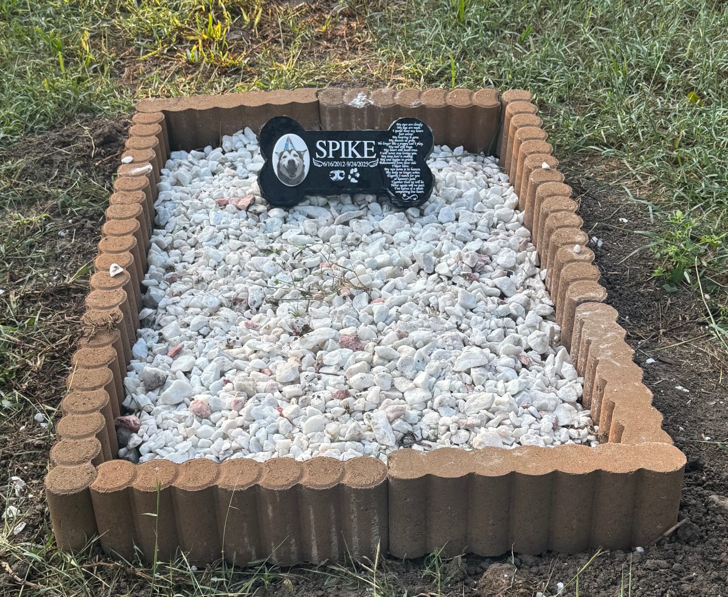 Customer photo review of Bone Shape Outdoor Pet Marker Granite Your Life Was a Blessing