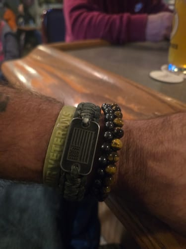 Customer photo review of Guardian Tiger's Eye Titanium Magnetic Bracelet: Helps Pair Veterans With A Service Dog Or Shelter Dog