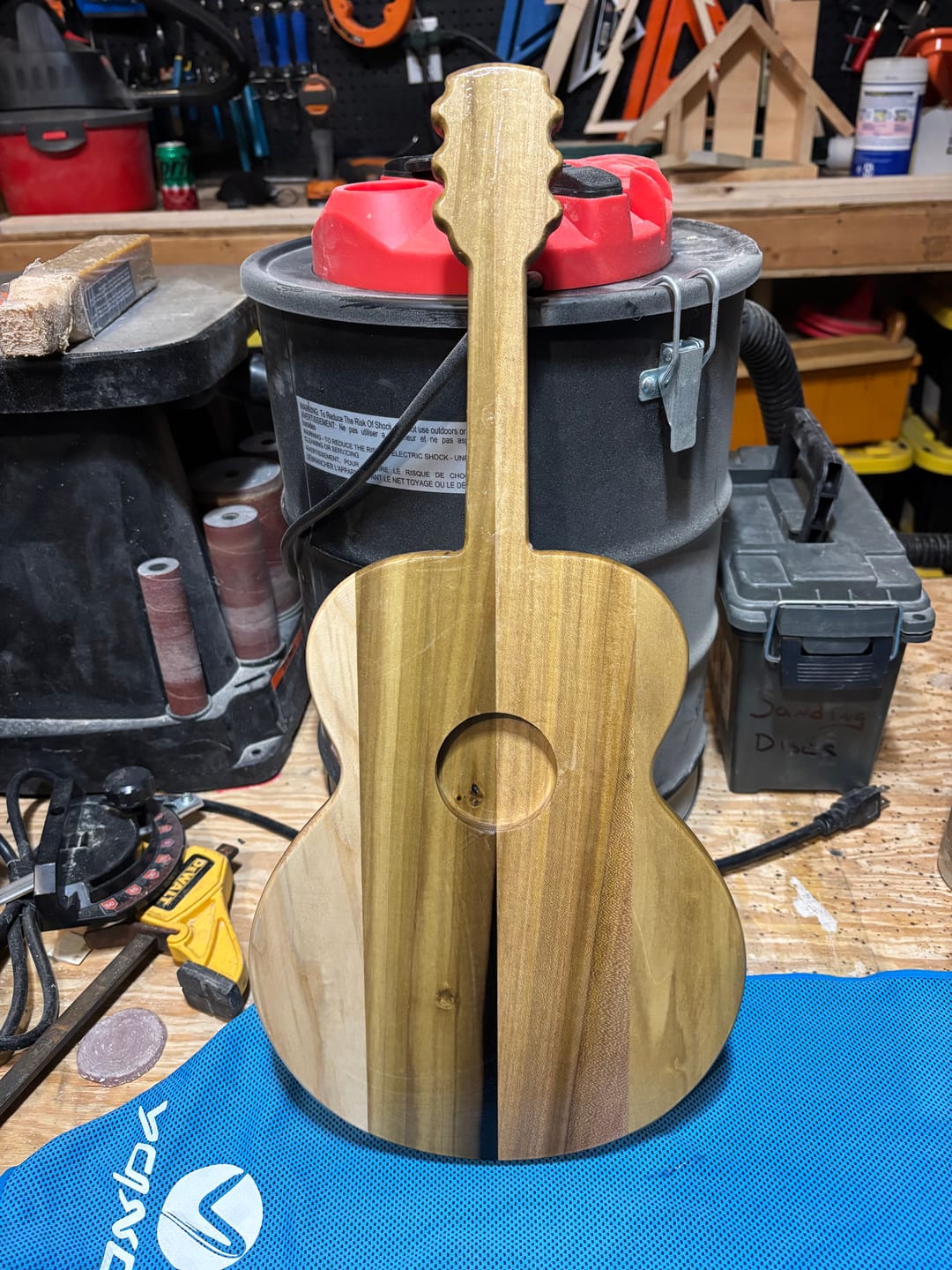 Customer photo review of 20.0x9.5" Acoustic Guitar Serving Board Acrylic Router Template