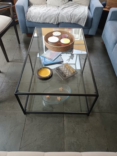 Customer photo review of Mesa de centro Rectangular 120 NEGRA dos niveles GLASS