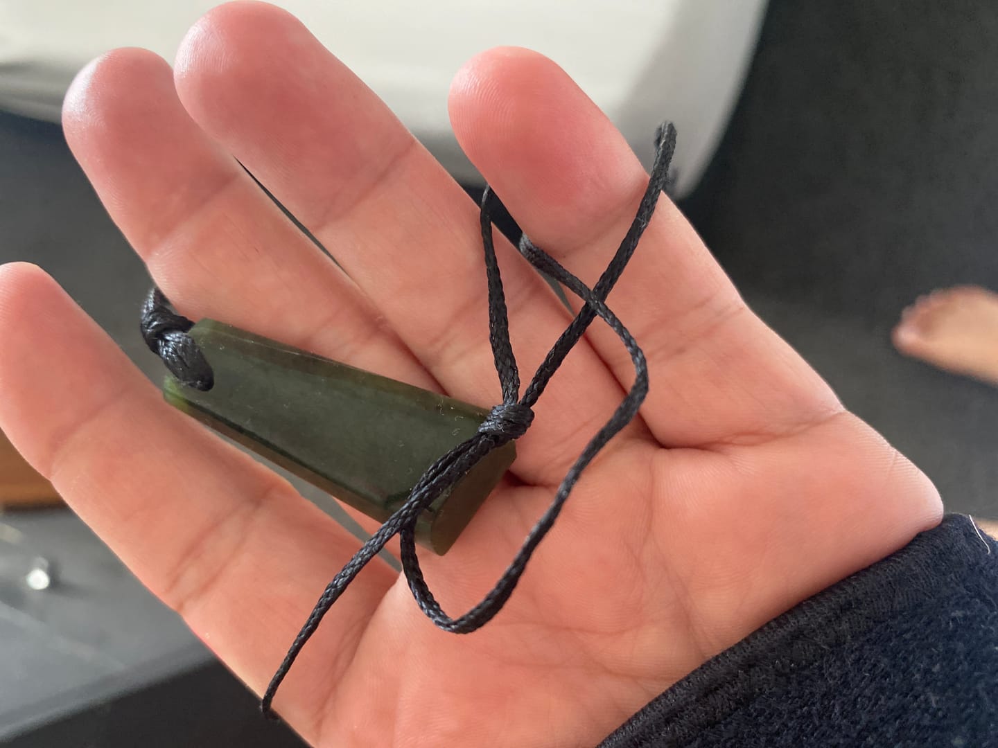 Customer photo review of NZ Greenstone Toki Pounamu Necklace