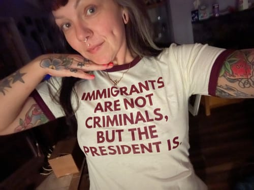 Customer photo review of Immigrants Premium Unisex T-Shirt