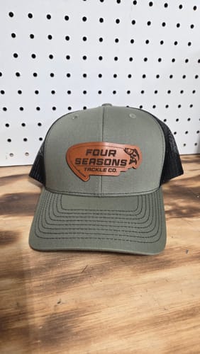 Customer photo review of Custom Leather Patch Trucker Hat - Richardson 112