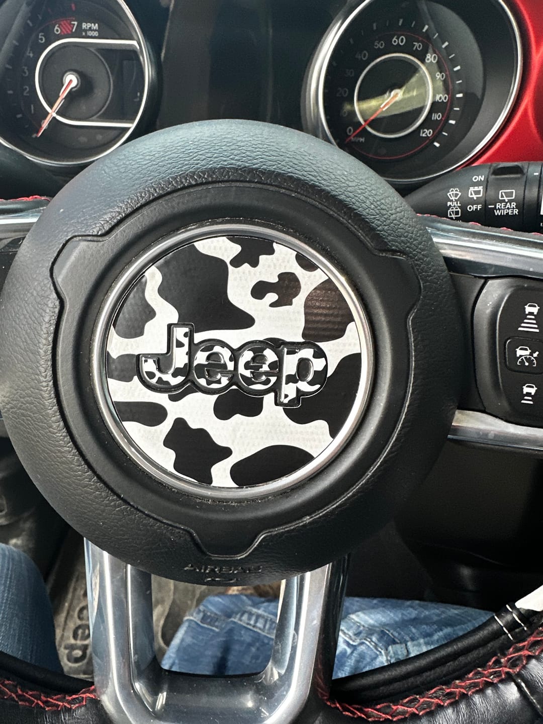 Customer photo review of Animal Print Steering Wheel Decal for Jeep