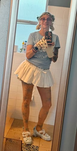 Customer photo review of WARDEN EDGE Layered Mini Skirt with Contrast Drawstring Waist and Sporty Cotton Shorts