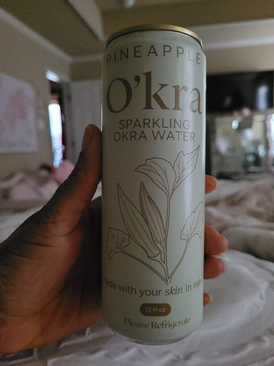 Customer photo review of O’kra – Sparkling Okra Water (Pineapple) | Hydration & Skin Health