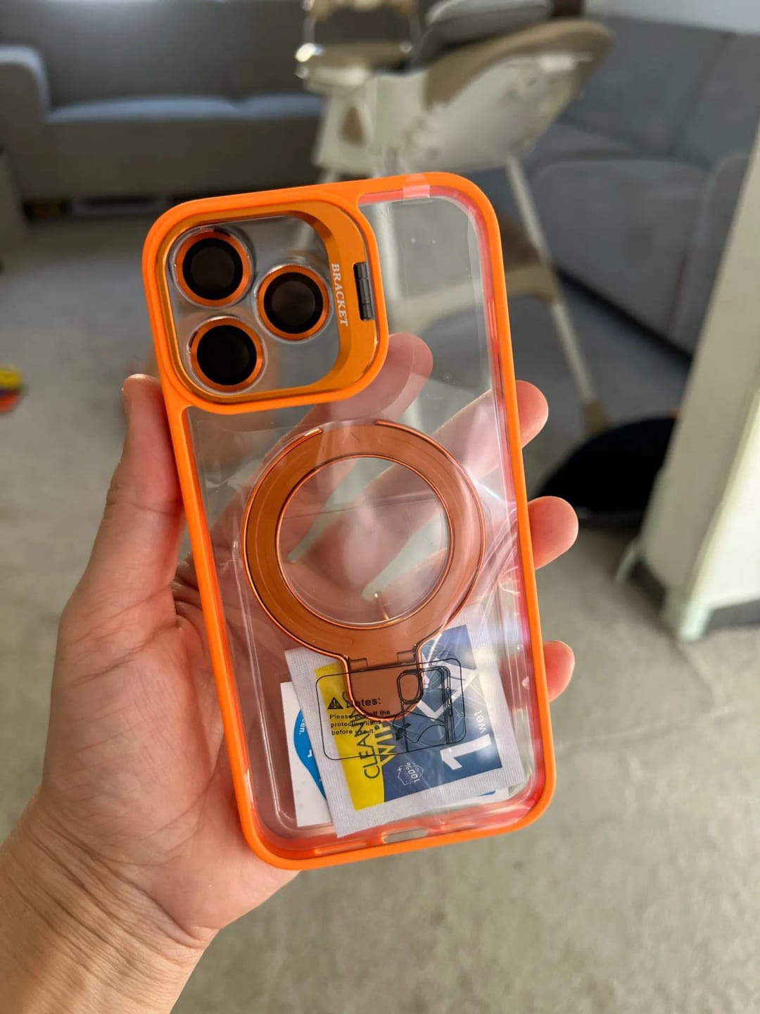 Customer photo review of LuxuryKase Magnetic Clear Case | Metal Ring Stand | Camera Lens Protector Rings | Shockproof Hard PC Back | Mag-Safe Compatible | TPU Bumper For iPhone & Samsung Series