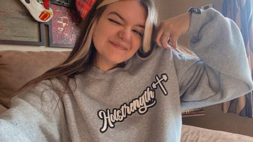 Customer photo review of Puff Print Vintage Crew