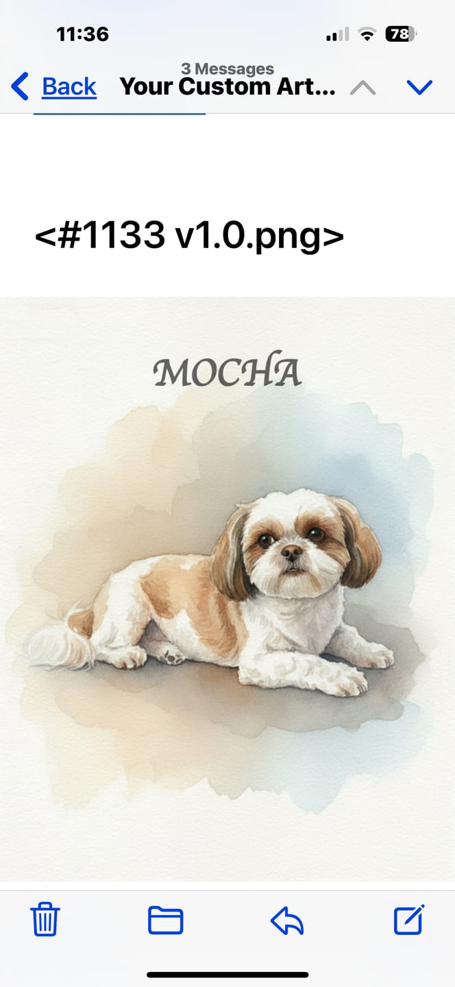 Customer photo review of Watercolor Pet Portrait