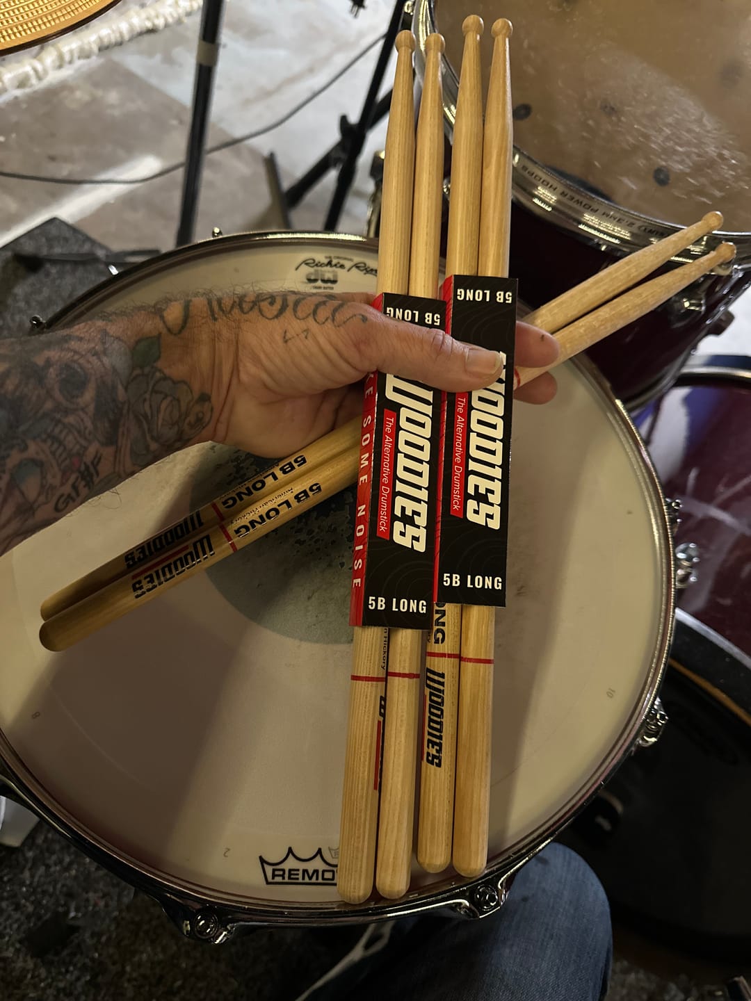 Customer photo review of American Hickory 5B Long Drumsticks