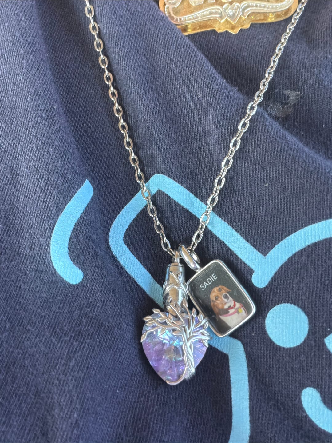 Customer photo review of Crystal Cremation Necklace - Tree of Life Keepsake Urn