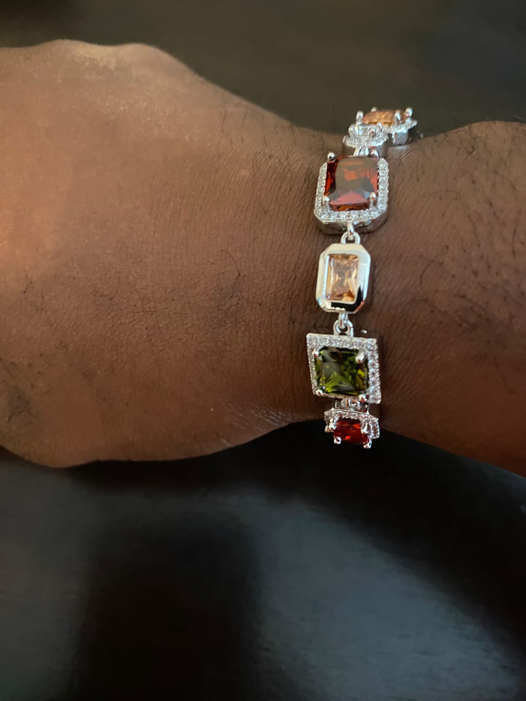 Customer photo review of 10MM Moissanite Multi Gemstone Bracelet  - 925 Silver - D Colour - VVS1