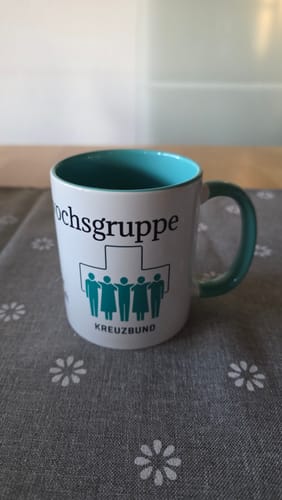 Customer photo review of TassenExpress - Becher Keramik Tasse mit Logo bedruckt 325ml Firmenlogo