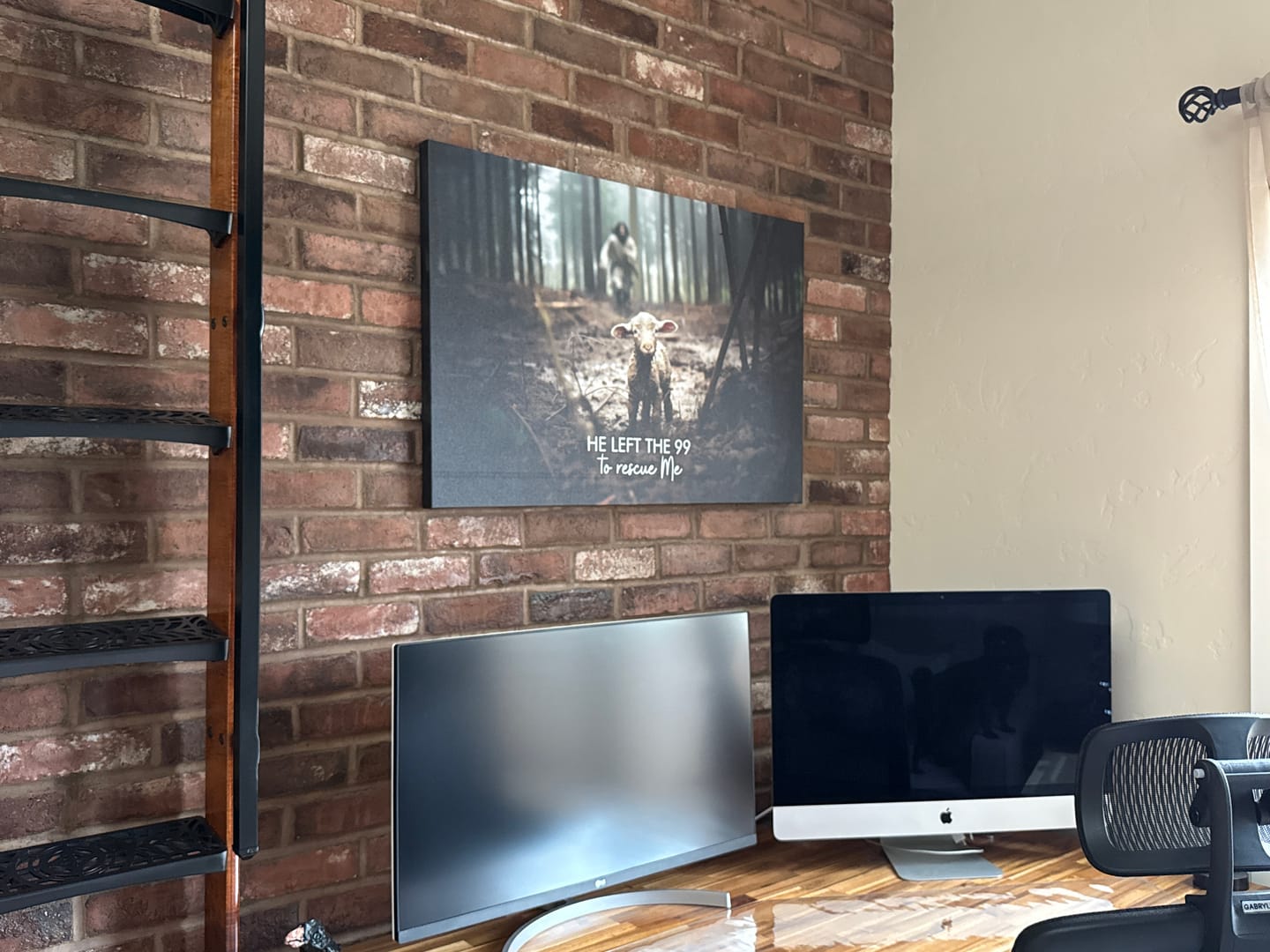 Customer photo review of He Left the 99 to Rescue Me, Jesus and Lost Sheep, Wall Art Canvas