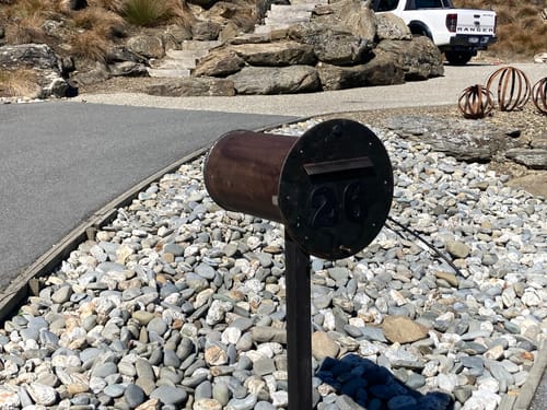 Customer photo review of Thick Black Steel Letterbox with 100mm Street Numbers