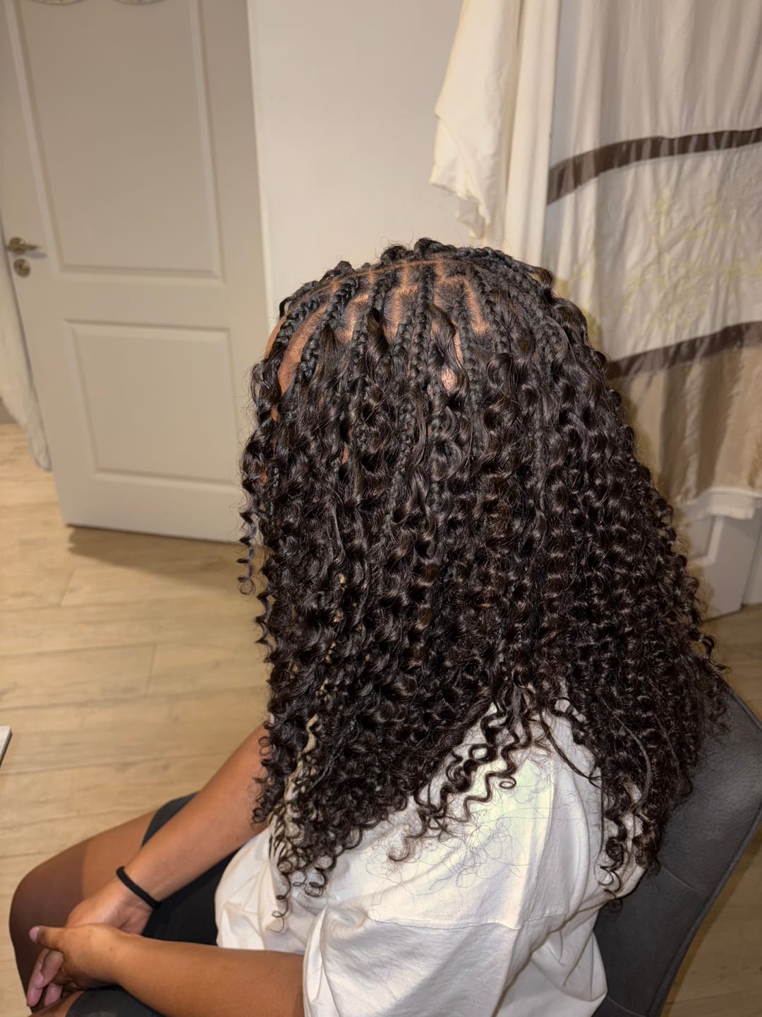 Customer photo review of Double Drawn Burmese Italy Curly Human Braiding Hair