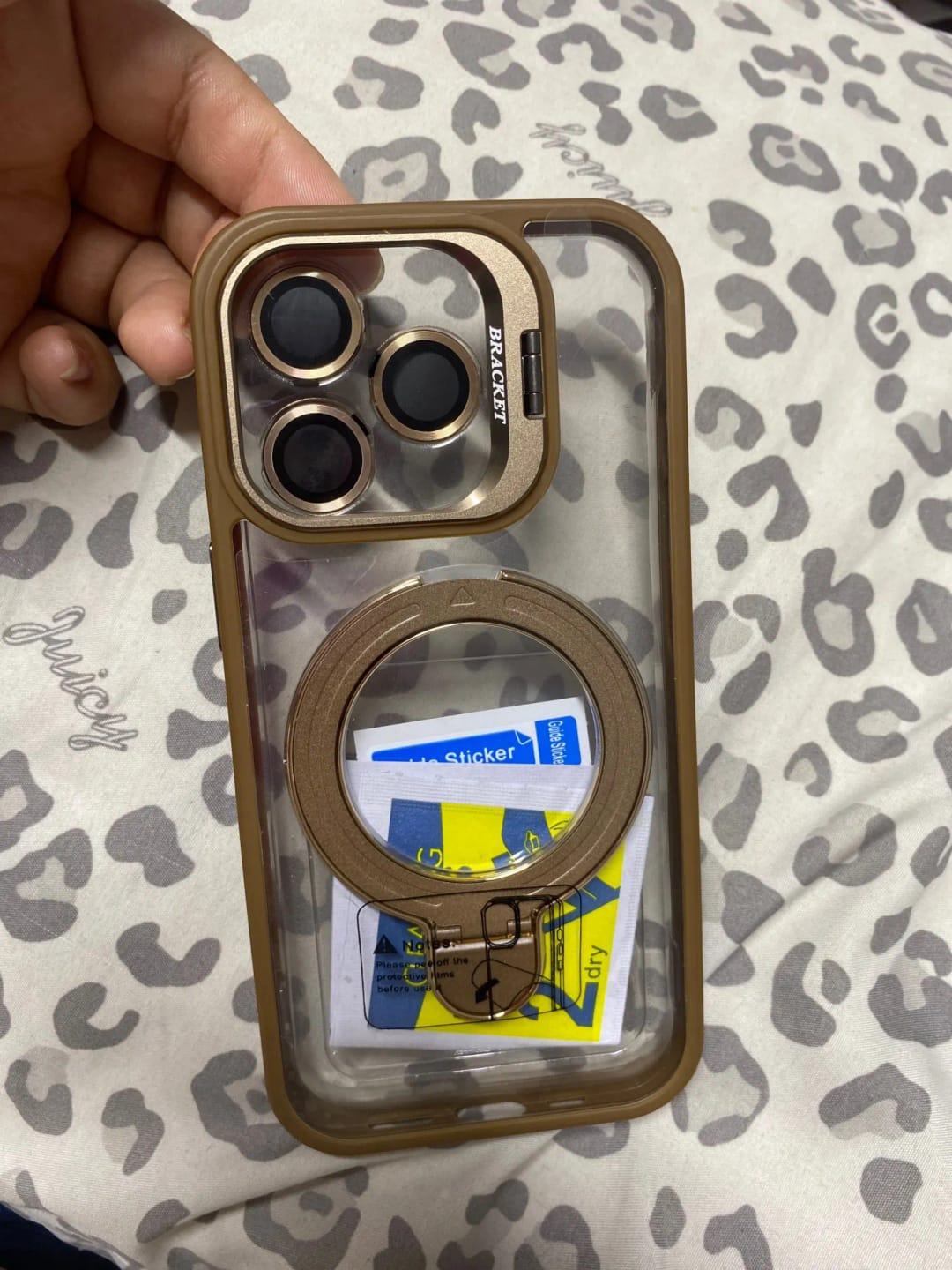 Customer photo review of LuxuryKase Magnetic Clear Case | Metal Ring Stand | Camera Lens Protector Rings | Shockproof Hard PC Back | Mag-Safe Compatible | TPU Bumper For iPhone & Samsung Series