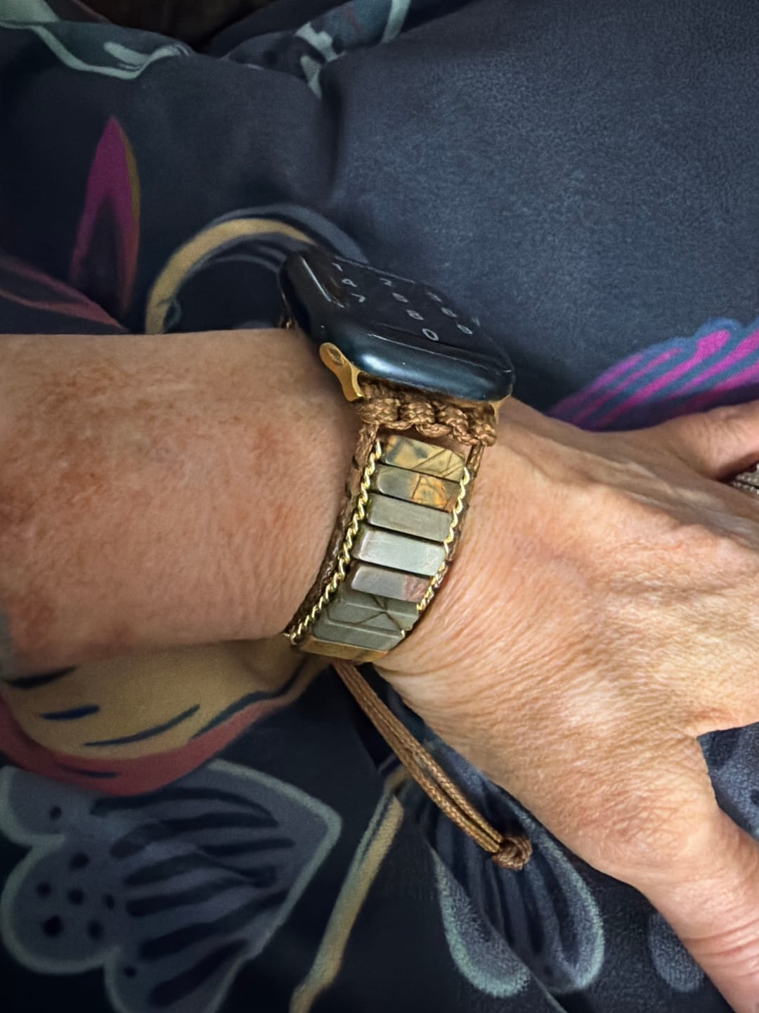 Customer photo review of Delicate Picasso Jasper Apple Watch Strap