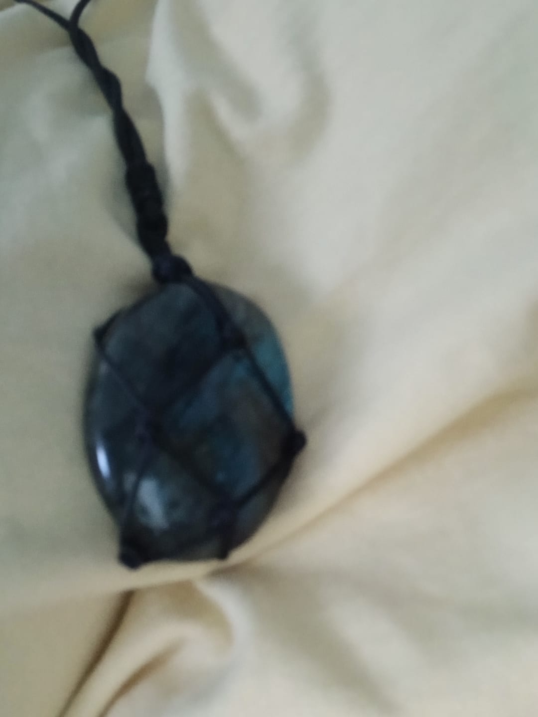 Customer photo review of Dragon's Heart Labradorite Necklace