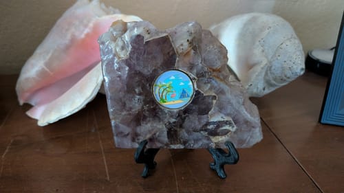 Customer photo review of 11 Year Beach Themed Specialty Tri-Plated AA Recovery Medallion - Eleven Year Chip/Coin