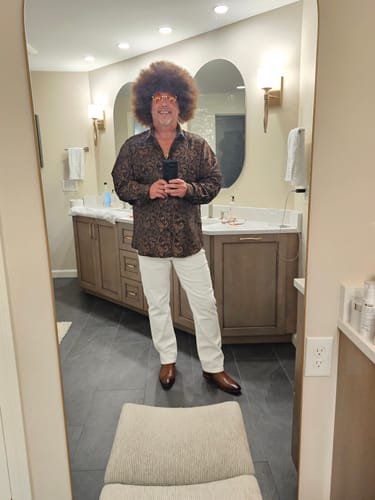 Customer photo review of Barry. Wang Glod Casual Shirt for Men Paisley Long Sleeve Button Down Shirt