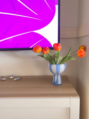 Customer photo review of Orange Real touch tulips (3 stems)