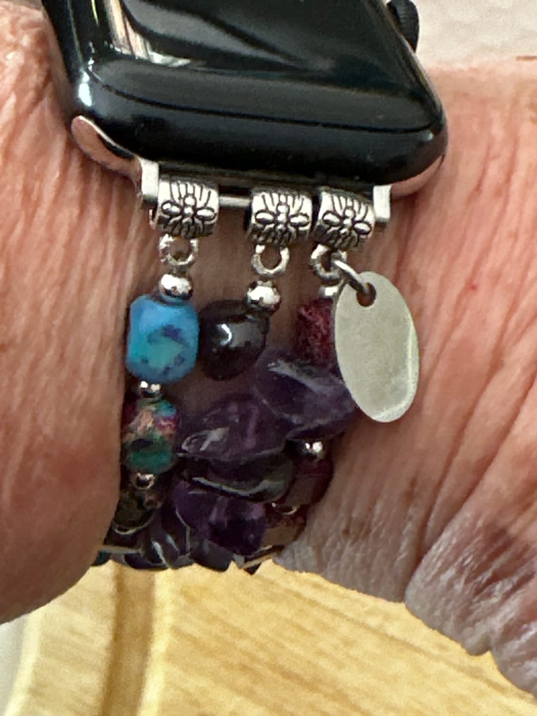Customer photo review of Royal Amethyst Stretch Apple Watch Strap