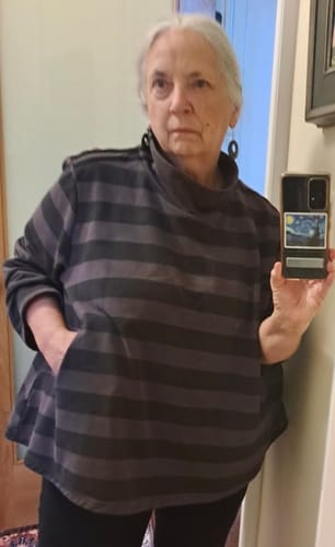 Customer photo review of Plus Size Women Casual Stripe Turtleneck Sweatshirt