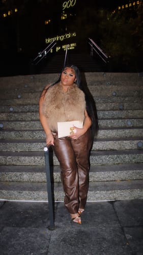 Customer photo review of Mongolian Fur Halter Top Beige