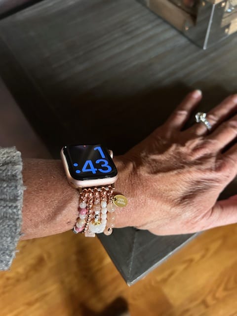 Customer photo review of Burgundy Rose Stretch Apple Watch Strap