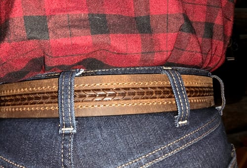 Customer photo review of Brown Arrow Patterned 100% Real Distressed Leather Belt